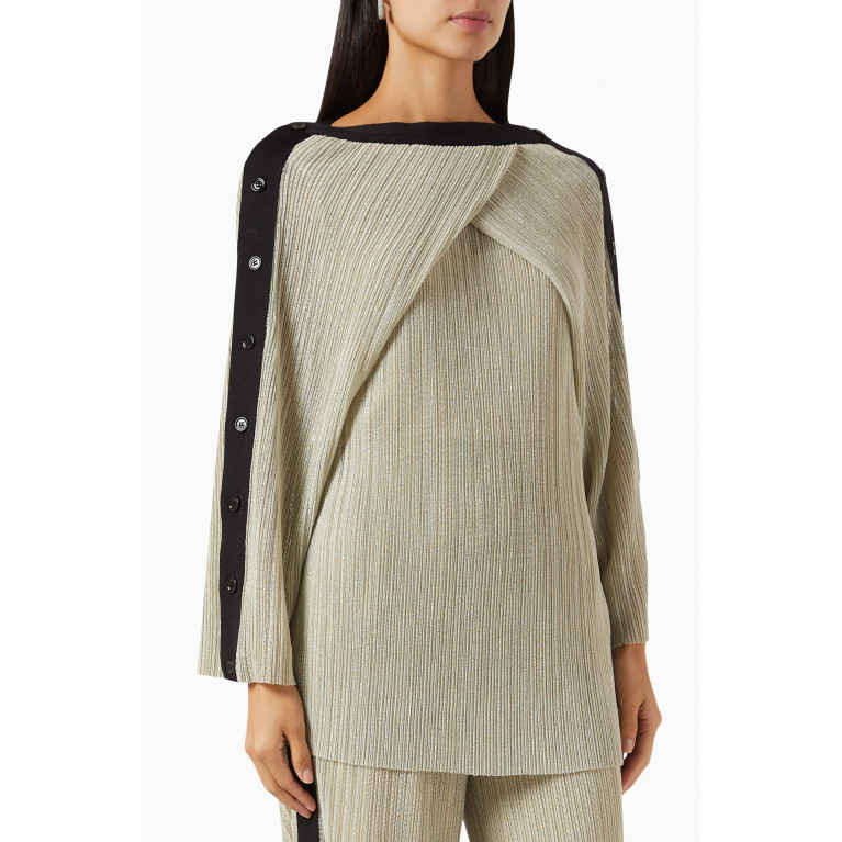 BAQA - Striped Draped Blouse in Pleated-fabric