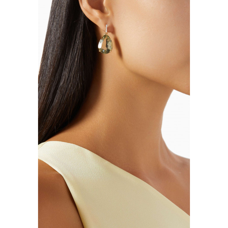 Mateo New York - Amethyst Pear Drop Diamond Earrings in 14kt Gold