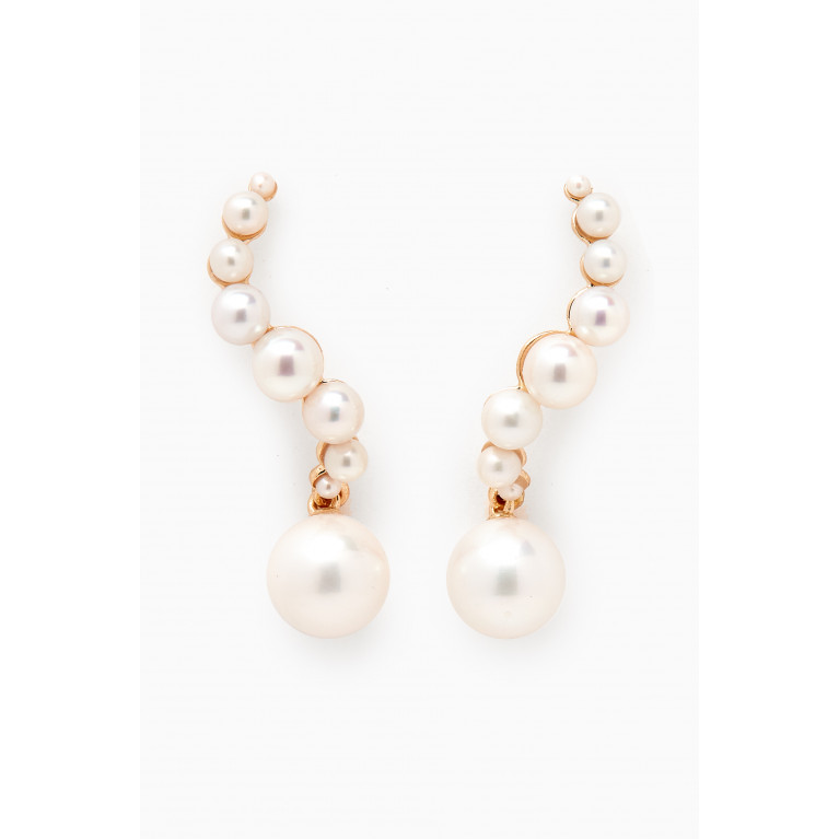 Mateo New York - Pearl Curve Drop Earrings in 14kt Gold