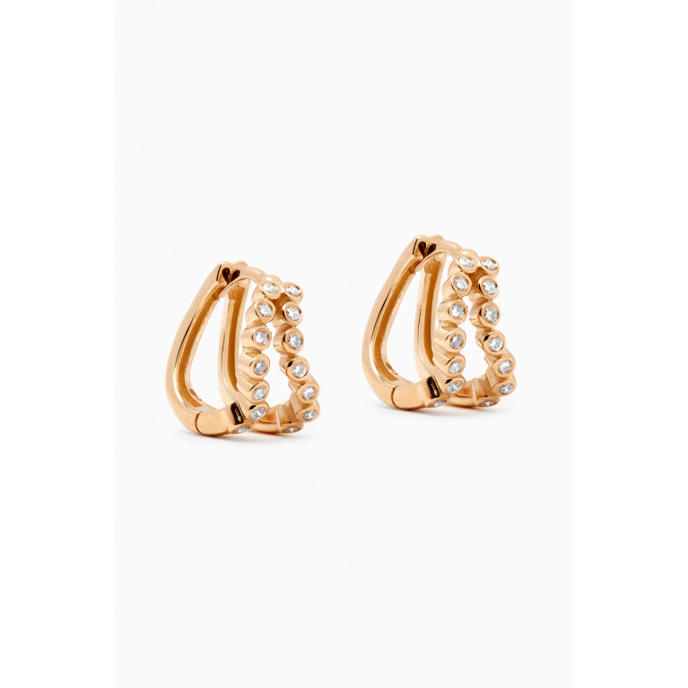 Mateo New York - Double Diamond Bezel Wave Earrings in 14kt Gold