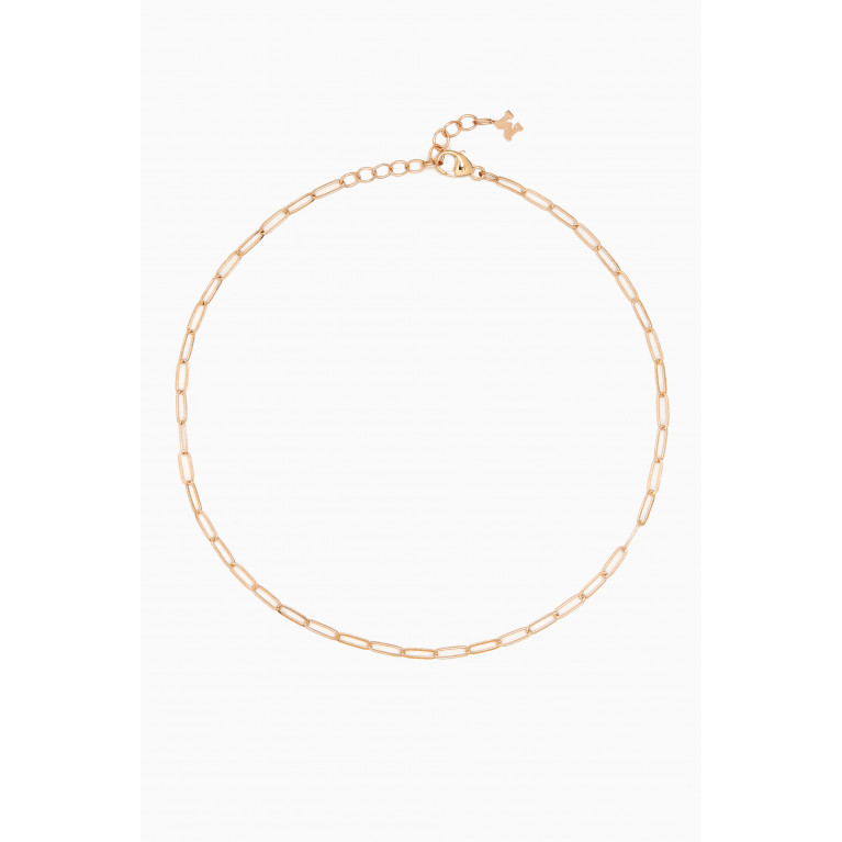 Mateo New York - Mini Paperclip Chain Anklet in 14kt Gold