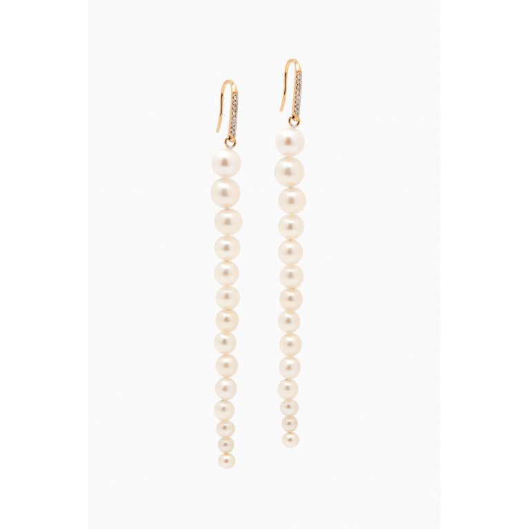 Mateo New York - Graduated Pearl Dangler Earrings in 14kt Gold
