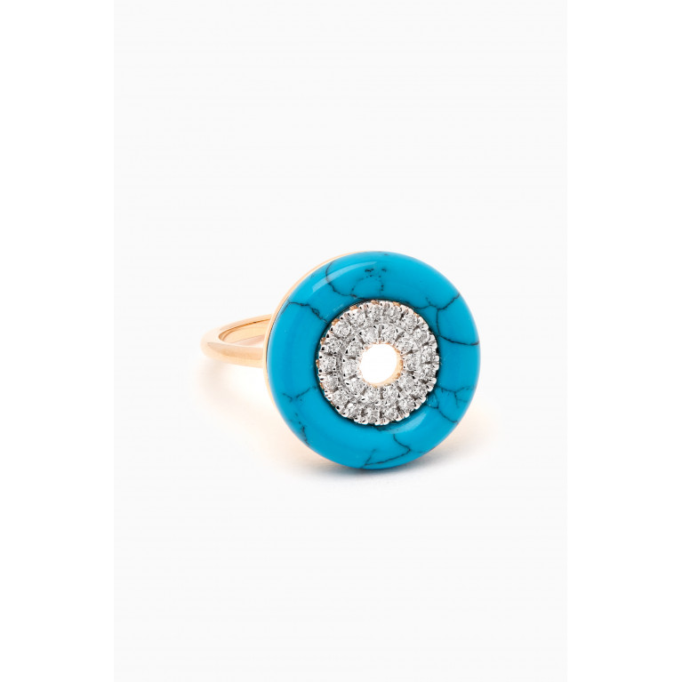 Mateo New York - Donut Turquoise & Diamond Ring in 14kt Gold