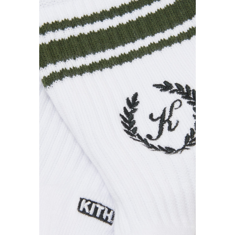 Kith - Kith - Striped Script Laurel Logo Socks White