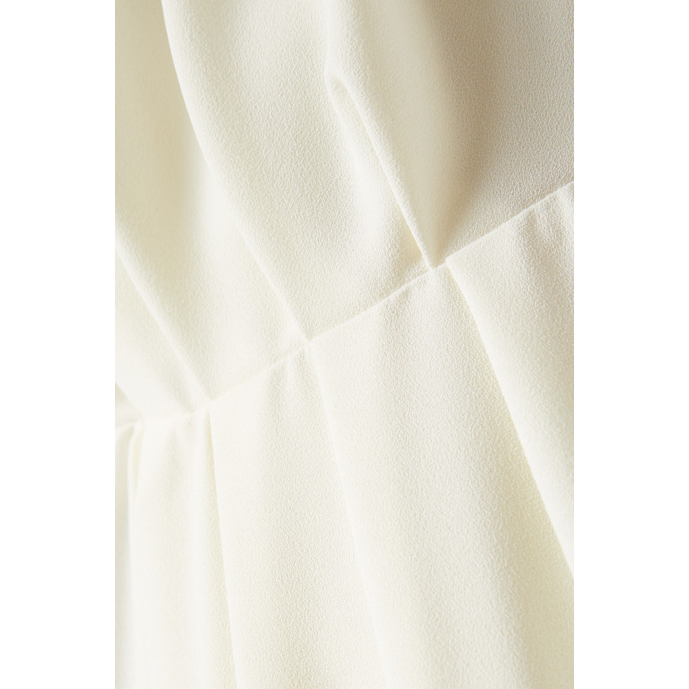 Mimya - Sheer Sleeves Wrap Midi Dress Neutral