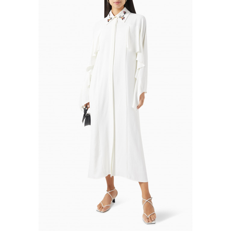 Mimya - Embellished Collar Midi Dress White