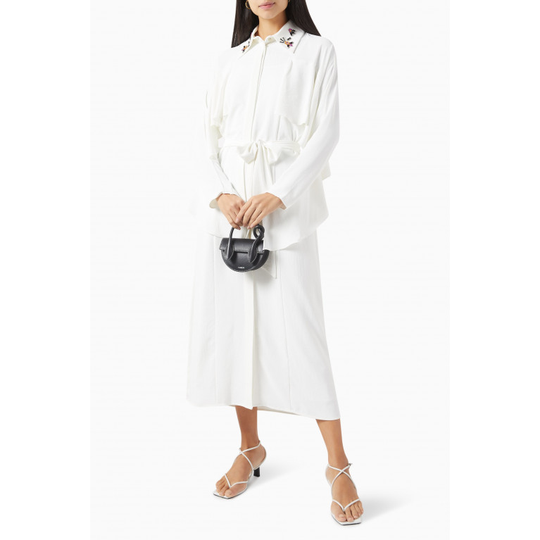Mimya - Embellished Collar Midi Dress White