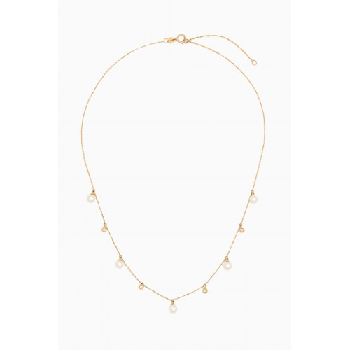 By Adina Eden - Dangling Diamond Bezel & Pearl Necklace in 14kt Gold