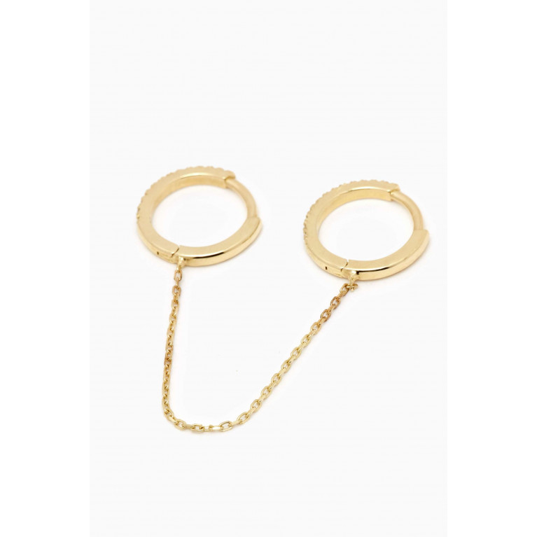 By Adina Eden - Diamond Double Huggie Chain Single Earring in 14kt Gold