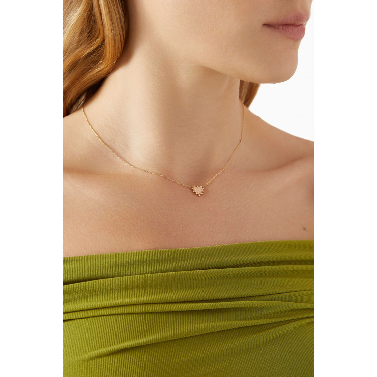 By Adina Eden - Diamond & Mother of Pearl Heart Necklace in 14kt Gold White