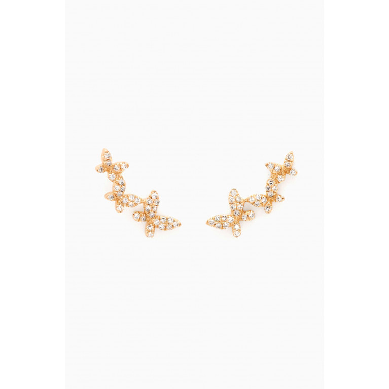 By Adina Eden - Diamond Triple Butterfly Stud Earrings in 14kt Gold