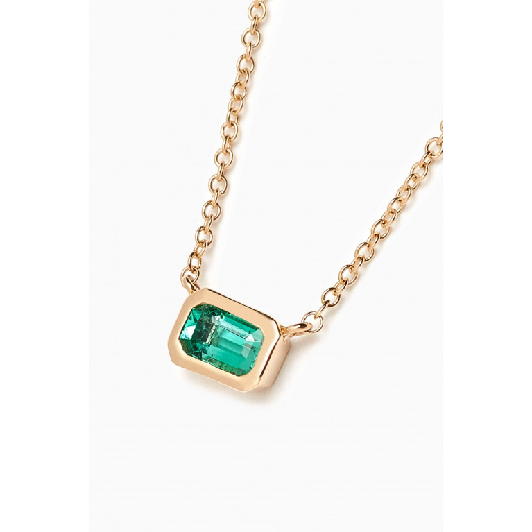 By Adina Eden - Emerald Mixed Shape Bezel Necklace in 14kt Gold