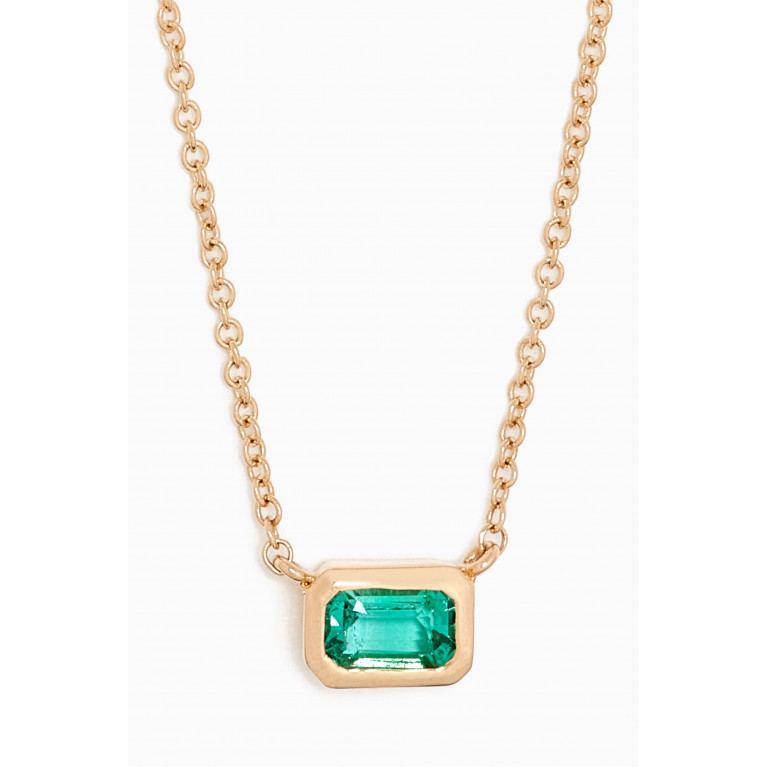 By Adina Eden - Emerald Mixed Shape Bezel Necklace in 14kt Gold