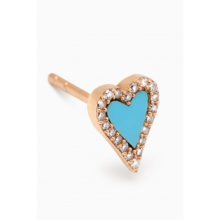 By Adina Eden - Mini Diamond Pavé Outline Heart Stud Earrings in 14kt Gold Blue