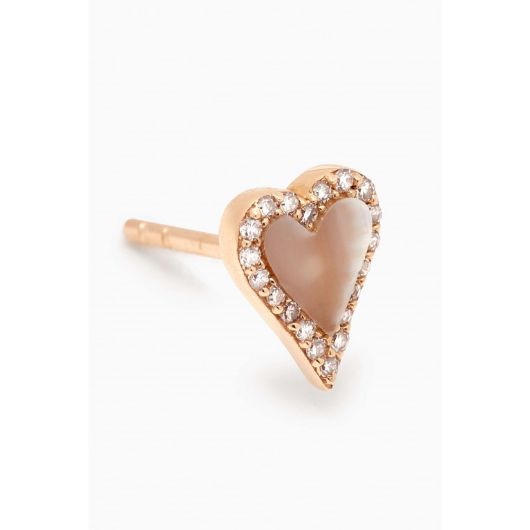 By Adina Eden - Mini Diamond Pavé Outline Heart Stud Earrings in 14kt Gold White