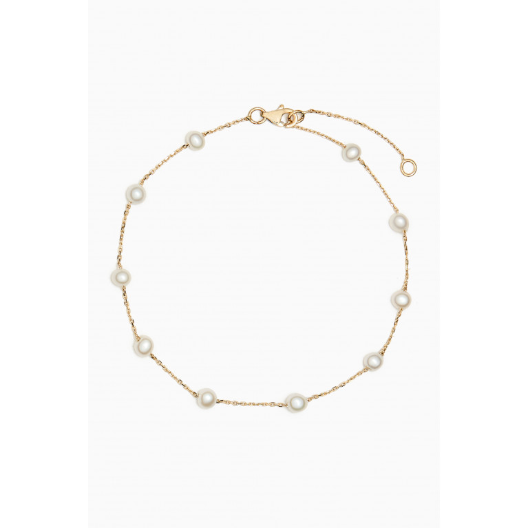 By Adina Eden - Petite Multi Pearl Anklet in 14kt Gold