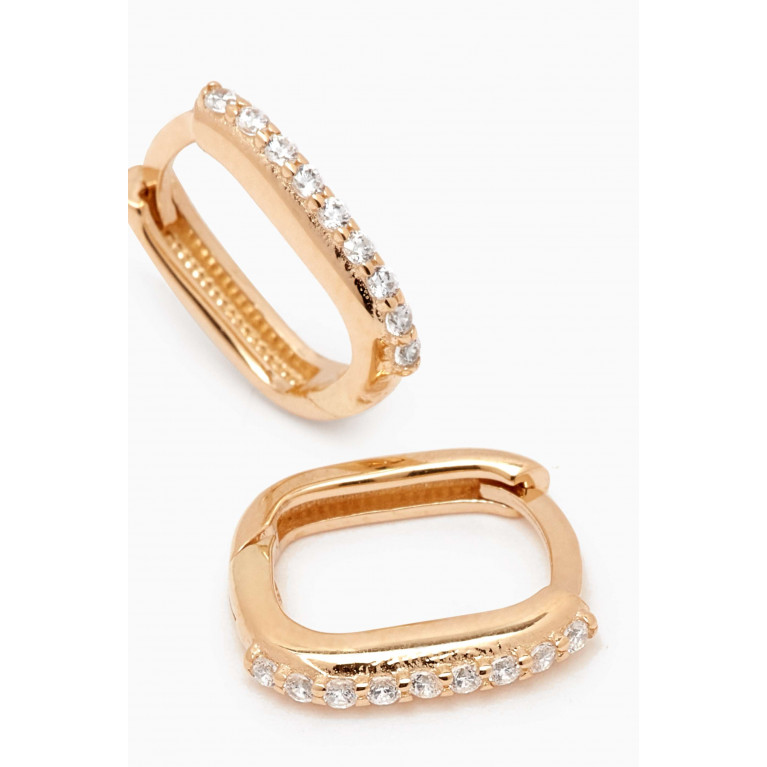 By Adina Eden - Thin Pavé Paperclip Huggie Earrings in 14kt Gold