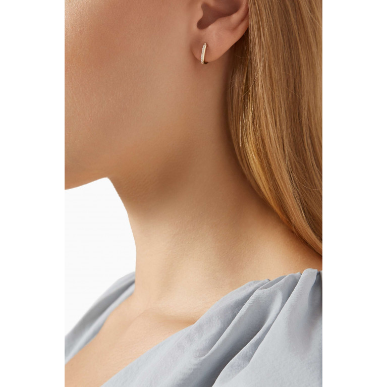 By Adina Eden - Thin Pavé Paperclip Huggie Earrings in 14kt Gold