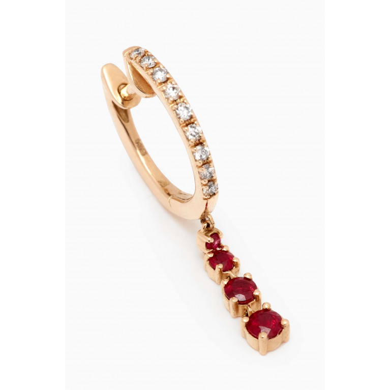 By Adina Eden - Diamond Gemstone Dangling Drop Single Huggie Earring in 14kt Gold