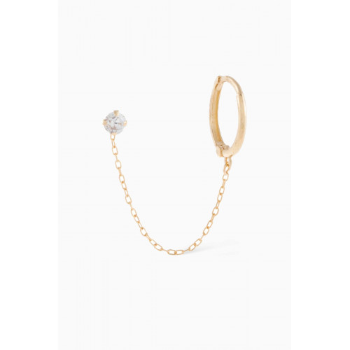 By Adina Eden - Solitaire CZ Stud & Huggie Chain Single Earring in 14kt Gold