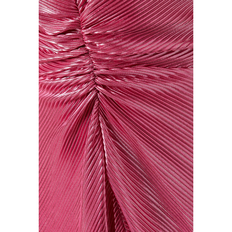 Rotate - Twisted V-neck Midi Dress in Gradient Plissé