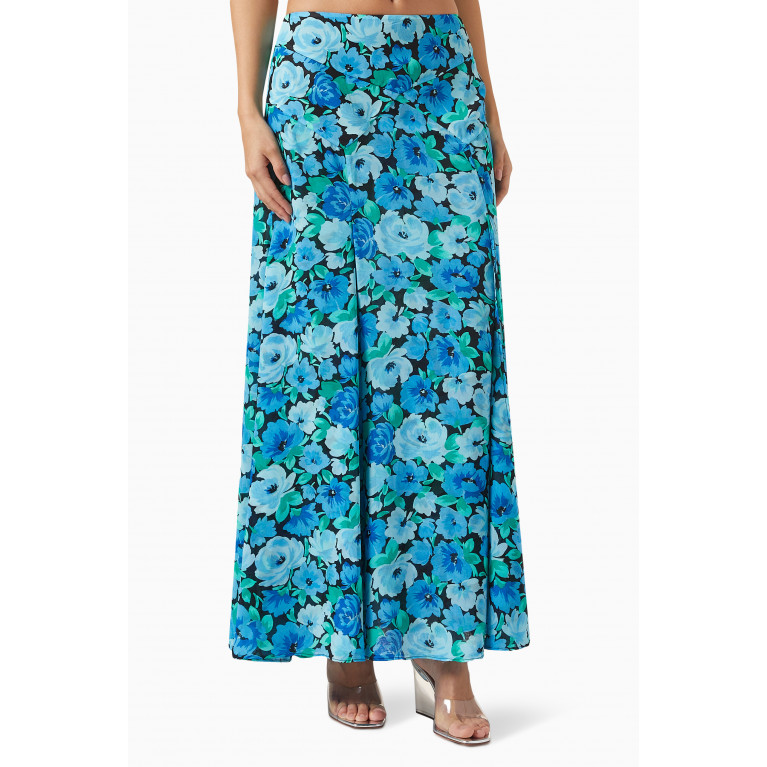 Rotate - Floral-print Slit Maxi Skirt in Chiffon