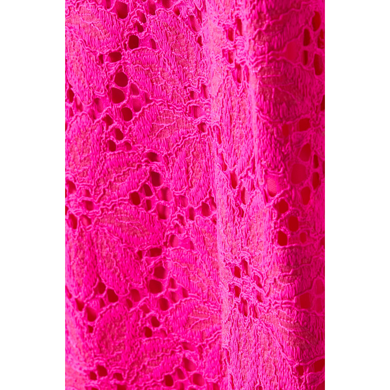 Rotate - Floral-appliqué Flounce Mini Dress in Lace