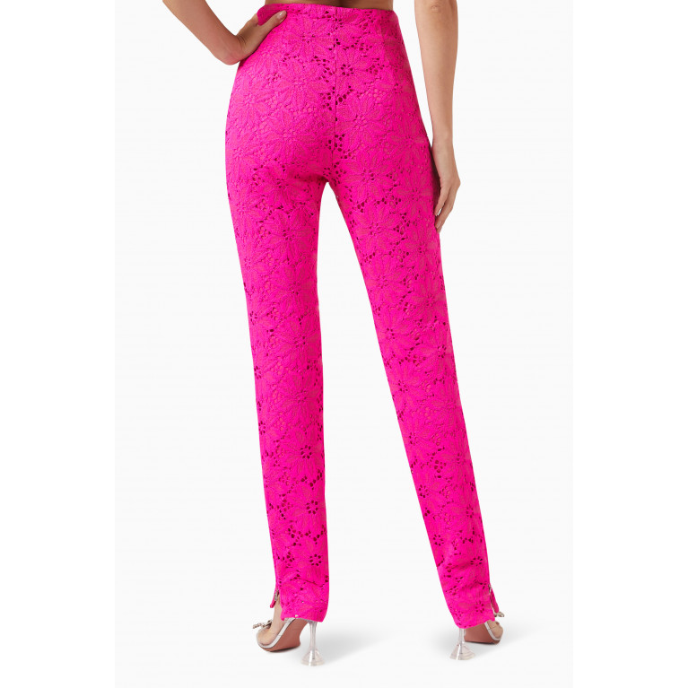 Rotate - Floral-appliqué High-rise Pants in Lace