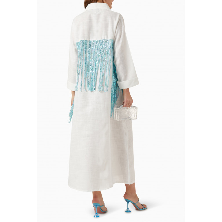The Naqadis - Sequinned Fringe Dress in Linen