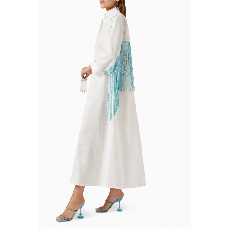The Naqadis - Sequinned Fringe Dress in Linen