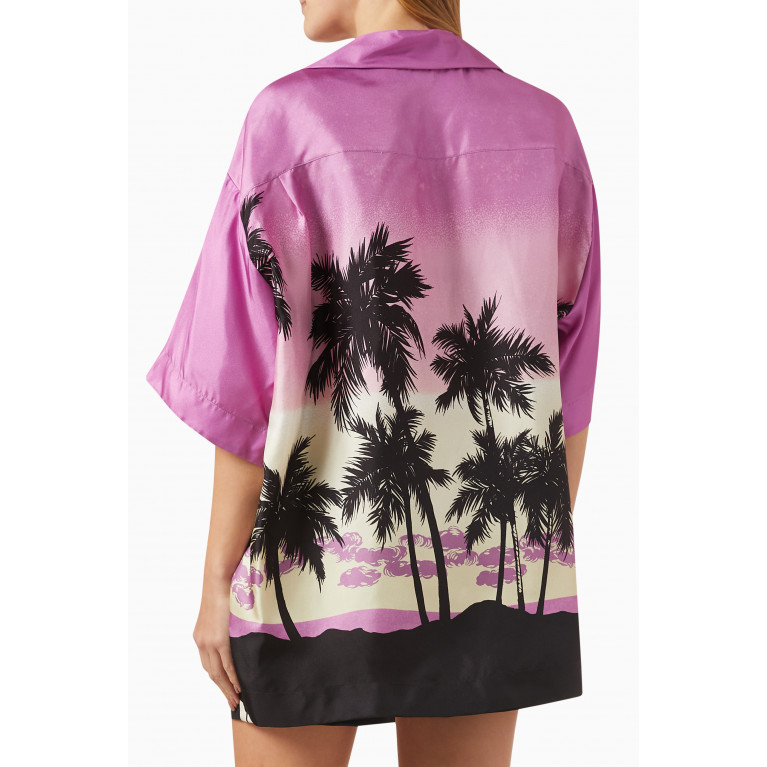 Palm Angels - Pink Sunset Bowling Shirt in Silk