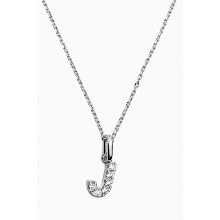Fergus James - J Letter Diamond Necklace in 18kt White Gold