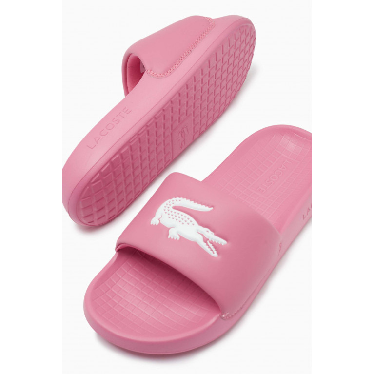 Lacoste - Croco 1.0 Open-toe Slides in Synthetic Pink