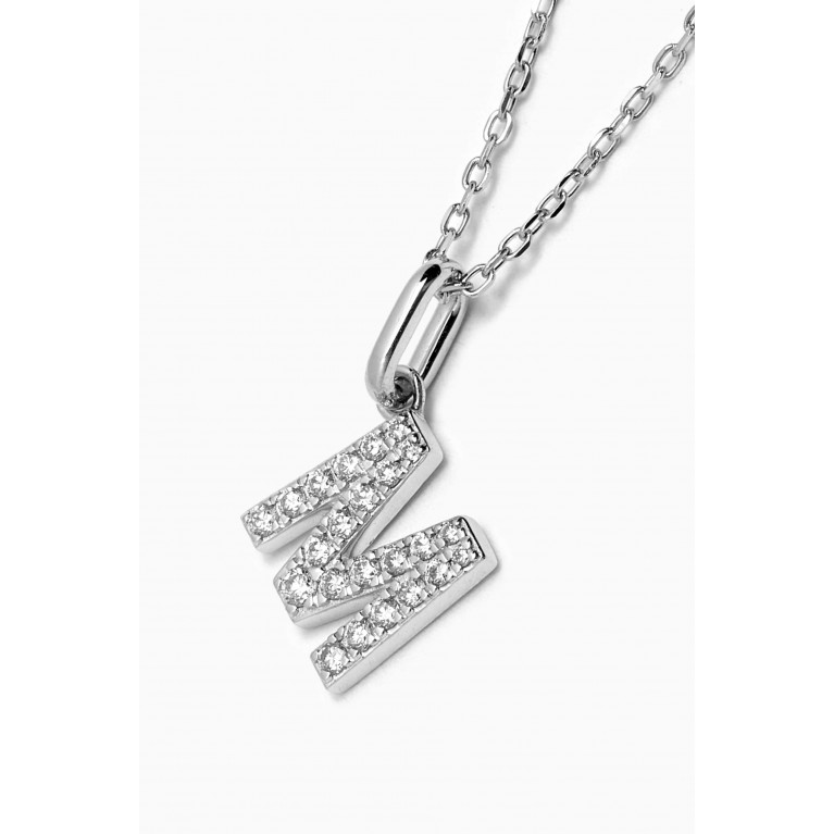 Fergus James - M Letter Diamond Necklace in 18kt White Gold
