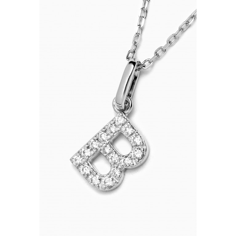 Fergus James - B Letter Diamond Necklace in 18kt White Gold