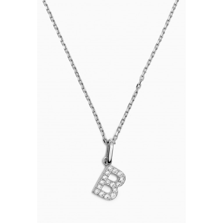Fergus James - B Letter Diamond Necklace in 18kt White Gold
