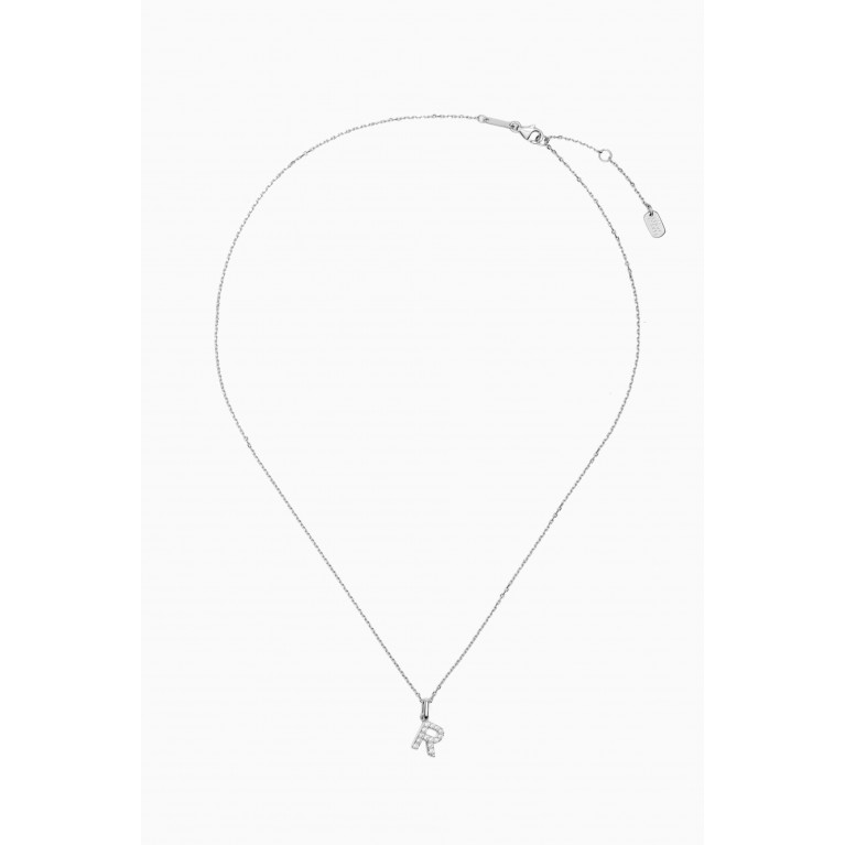 Fergus James - R Letter Diamond Necklace in 18kt White Gold