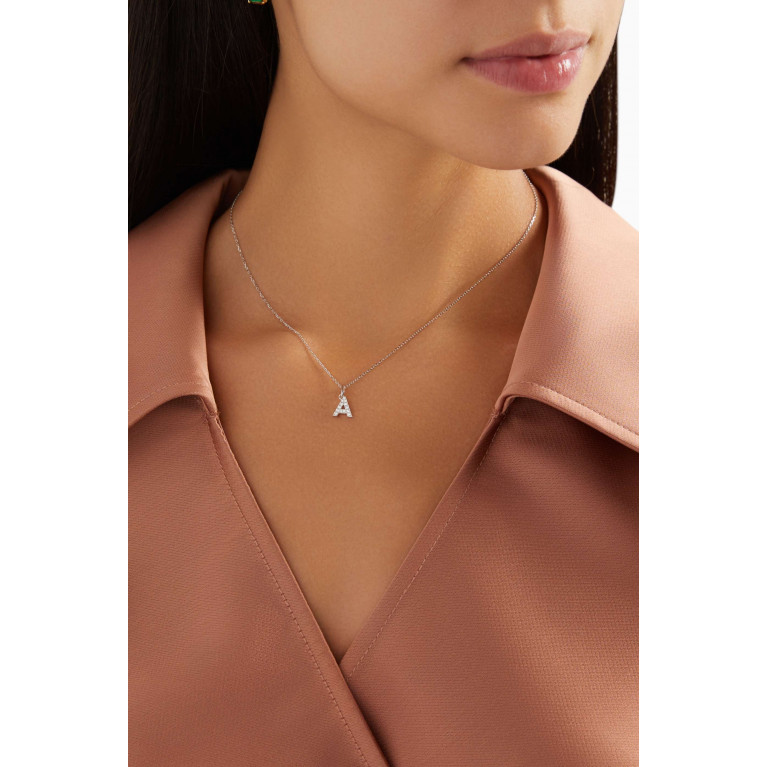 Fergus James - A Letter Diamond Necklace in 18kt White Gold