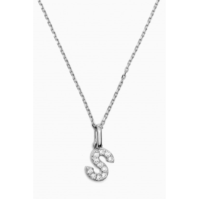 Fergus James - S Letter Diamond Necklace in 18kt White Gold