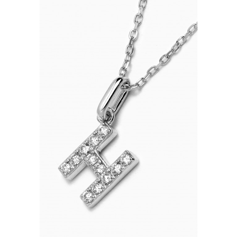 Fergus James - H Letter Diamond Necklace in 18kt White Gold