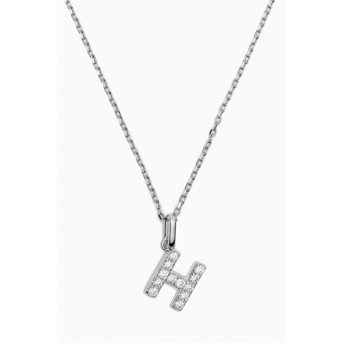 Fergus James - H Letter Diamond Necklace in 18kt White Gold
