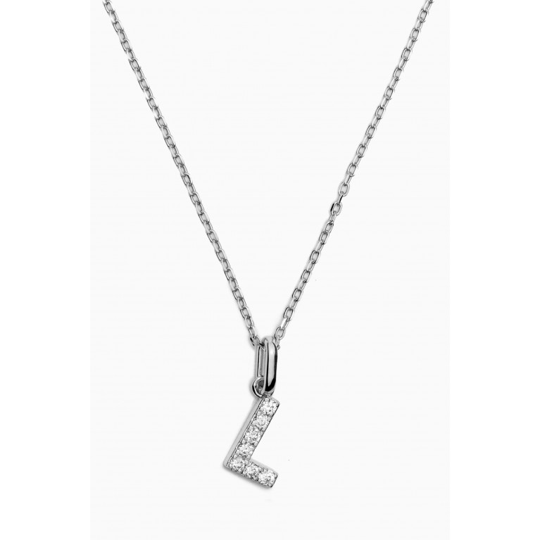 Fergus James - L Letter Diamond Necklace in 18kt White Gold