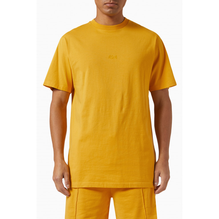 424 - Logo Print T-Shirt in Cotton Yellow