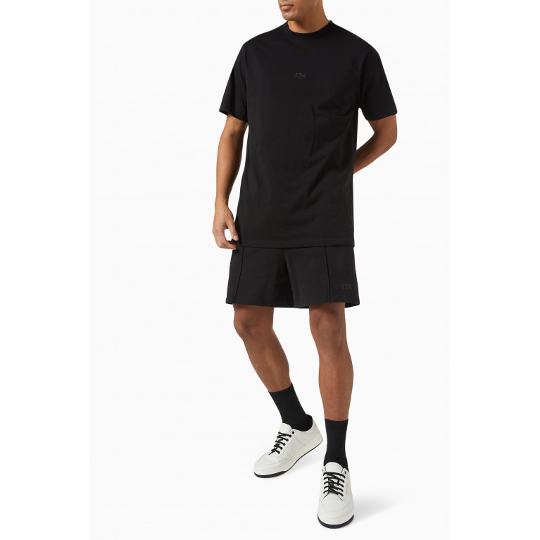 424 - Logo Print Shorts in Cotton Black