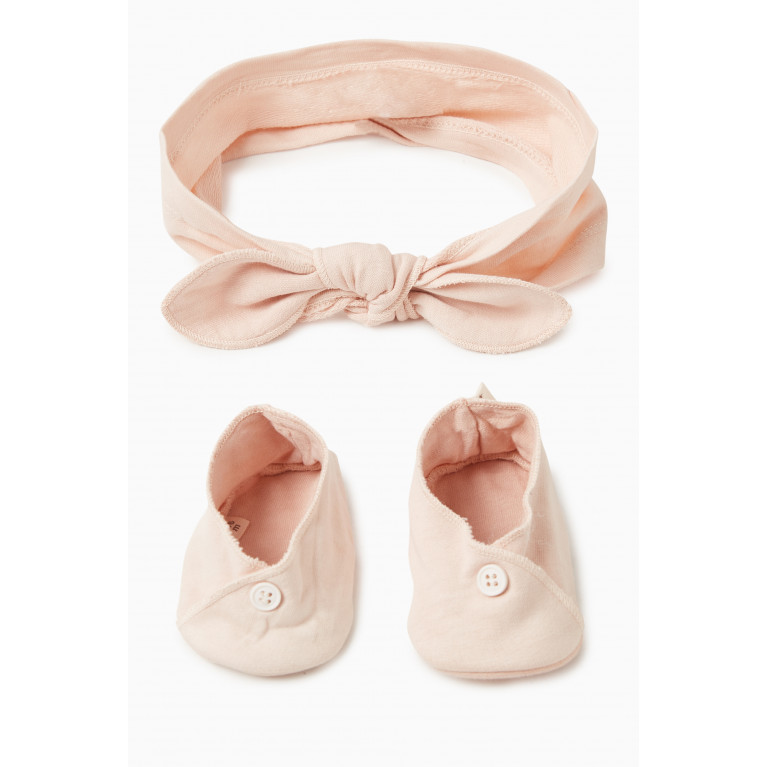 Teddy&Minou - Headband and Booties in Organic Cotton, Set of Two Pink