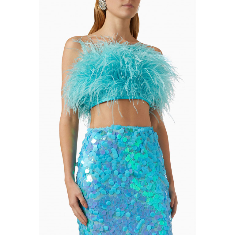 Bronx and Banco - Afiya Crop Top in Ostrich Feather