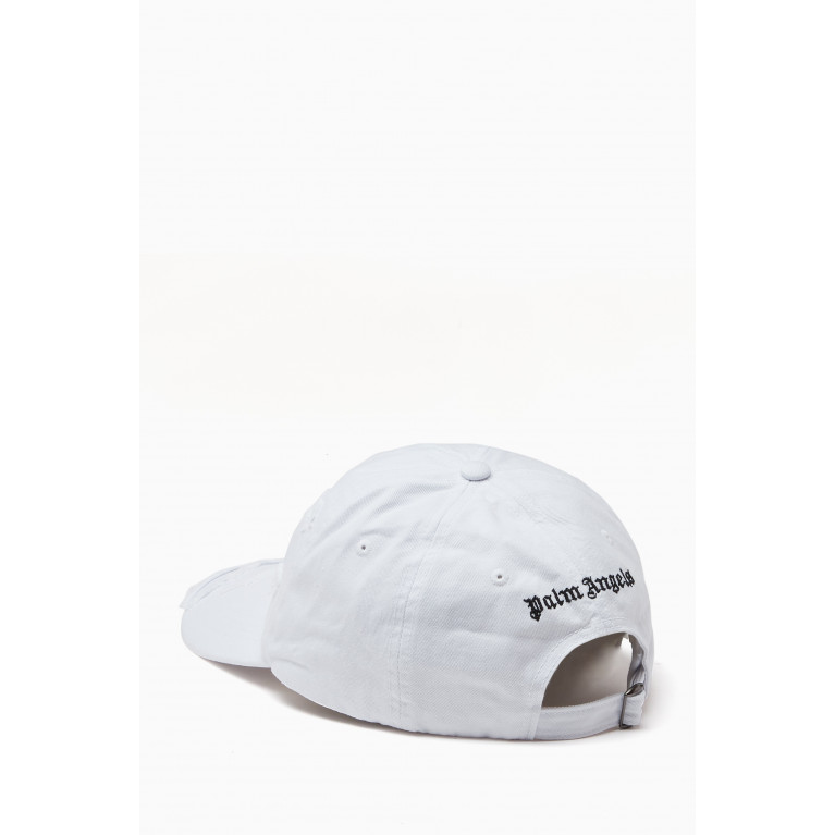 Palm Angels - Distressed Logo Baseball Cap in Denim White