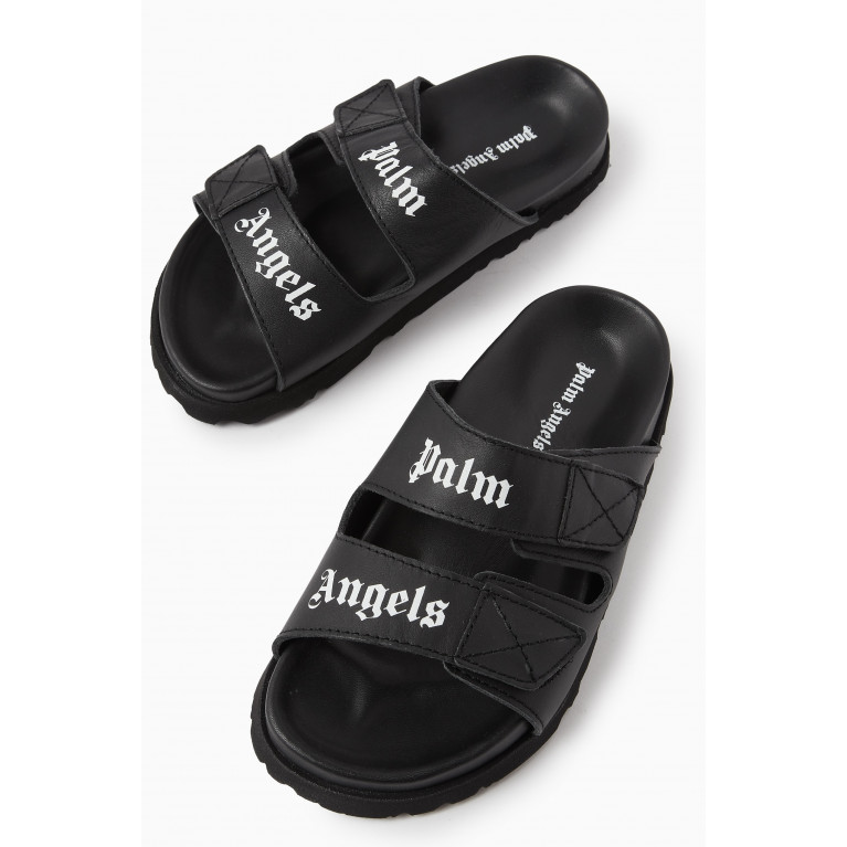 Palm Angels - Logo Sandals in Leather Black