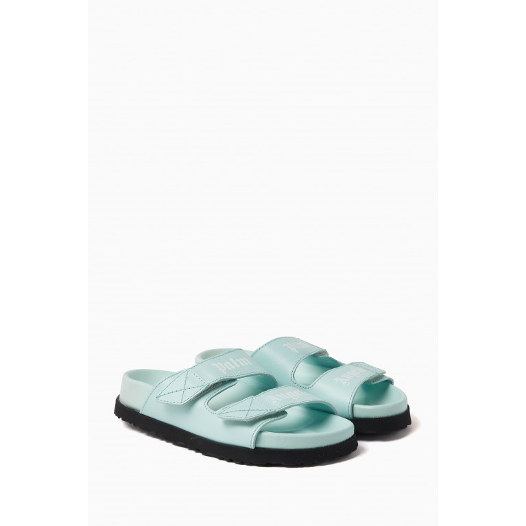 Palm Angels - Logo Sandals in Leather Blue