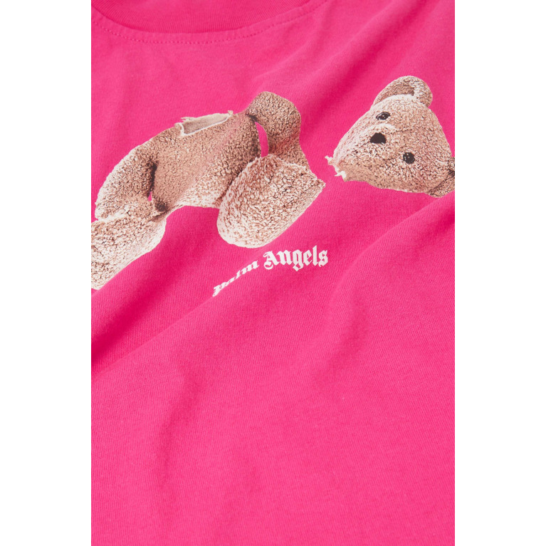 Palm Angels - Logo Teddy Bear T-shirt in Cotton Pink